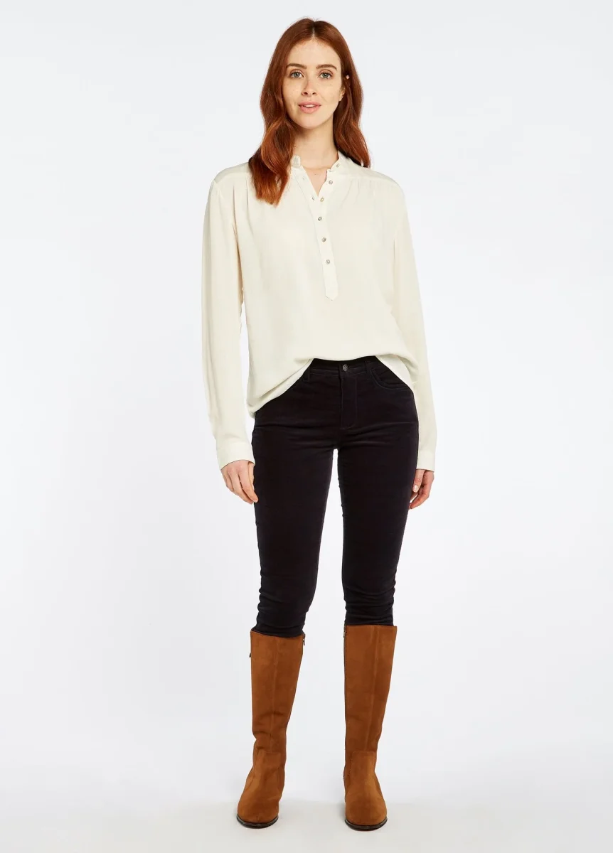 Honeysuckle, navy, ladies bukser, babyfløjl m. stretch - Billede 4