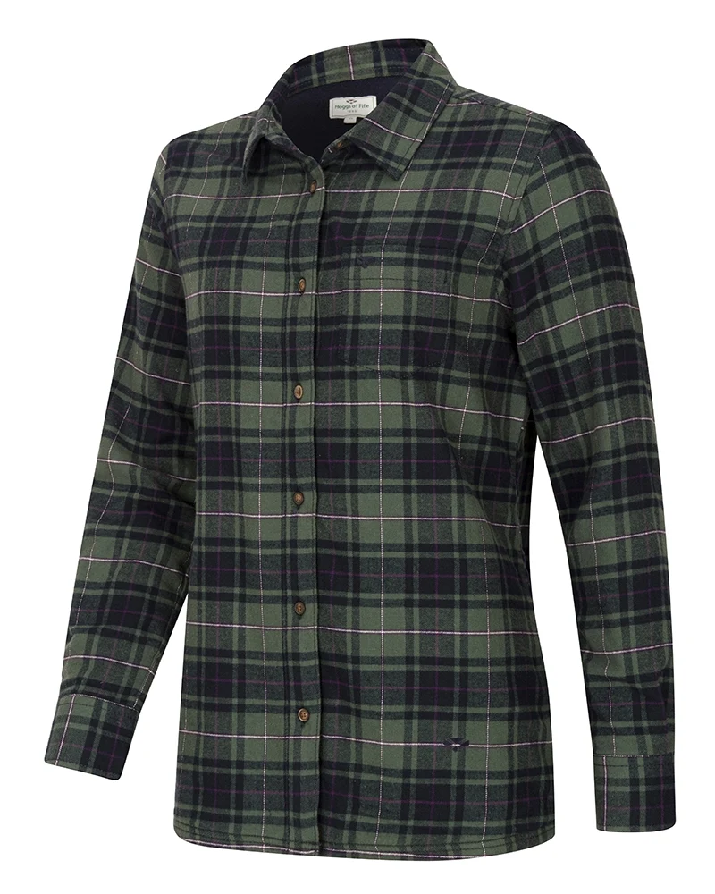 Ladies Tartan Shacket overshirt, grøn/blå/vinrød - Billede 4