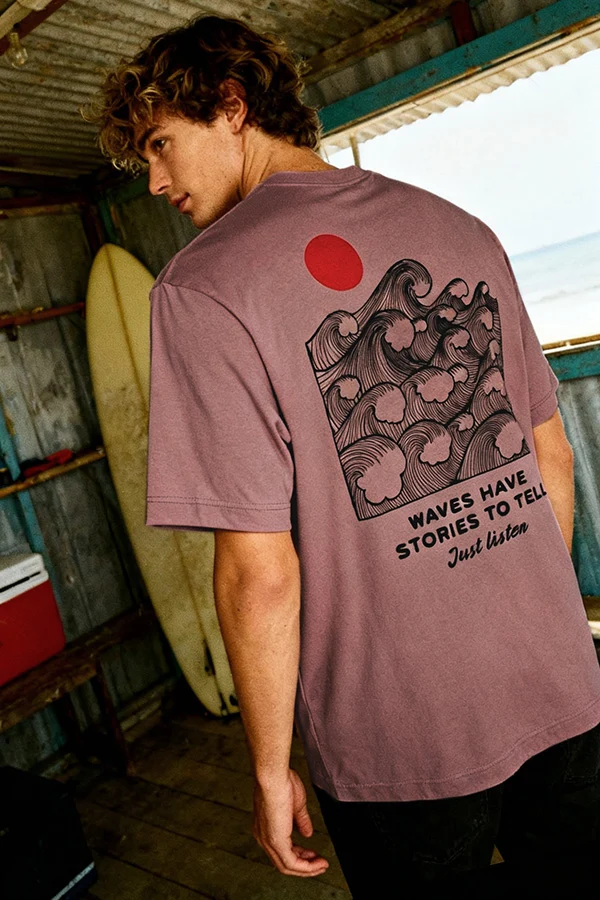 Heavy Weight Tee "Just Listen" - Smokey Mauve - Billede 4